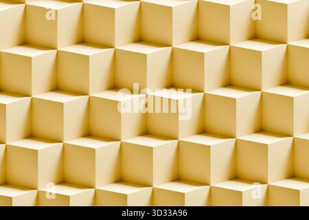 Die Würfel bilden ein sich wiederholendes geometrisches Muster. Stockfoto