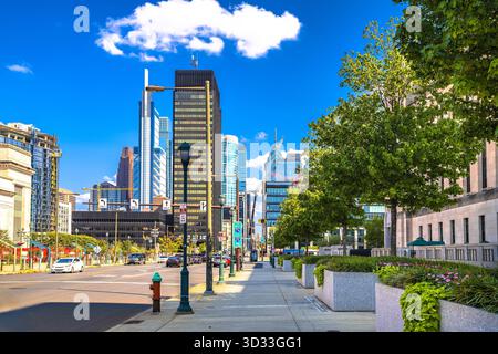 Straßen von Philadelphia mit malerischem Blick auf die Stadt, Bundesstaat Pennsylvania, USA Stockfoto