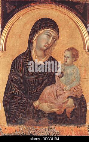 DUCCIO di Buoninsegna (* ca. 1255, Siena, d. 1319, Siena) Polyptychon Nr. 28 (Detail) 1300-05 Tempera auf Holz, 77,5 x 62 cm Pinacoteca Nazionale, Siena bestimmte Duccio-Urheber wird der Madonna vom Polyptychon Nr. zugeschrieben 28 in der Pinakoteca von Siena. Die gesamte Arbeit ist der Produktion der Werkstatt zugeordnet. --- Schlüsselwörter: ----------------- Autor: DUCCIO di Buoninsegna Titel: Polyptychon Nr. 28 (Detail) Zeitlinie: 1301-1350 Schule: Italienisch Form: Malerei Art: Religiös Stockfoto
