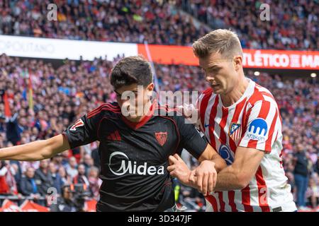 Alexander Sørloth von Atlético de Madrid im Spiel der LaLiga EA Sports zwischen Atlético de Madrid und Sevilla FC Stockfoto