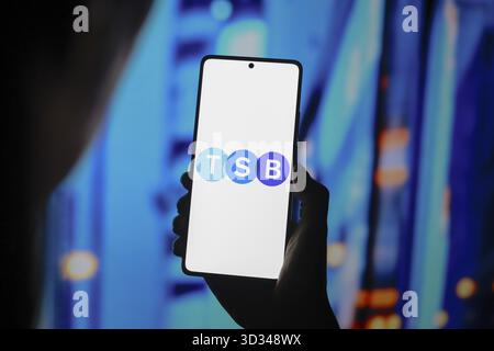 September 2024, Paraguay. In dieser Abbildung wird das TSB-Bank-Logo auf einem Smartphone-Bildschirm angezeigt Stockfoto