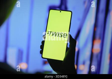 September 2024, Paraguay. In dieser Abbildung wird das Wise Logo auf einem Smartphone-Bildschirm angezeigt Stockfoto