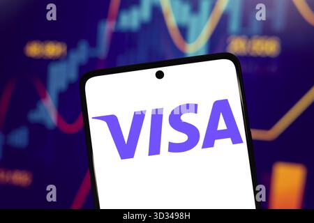 6. September 2024, Paraguay. In dieser Abbildung wird das Visa-Logo auf einem Smartphone-Bildschirm angezeigt Stockfoto