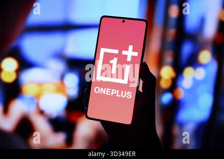 September 2024, Paraguay. In dieser Abbildung wird das OnePlus-Logo auf einem Smartphone-Bildschirm angezeigt Stockfoto