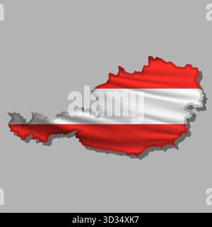 Vektor-abstrakte Flagge Österreichs in Kartenform mit Schatten Stock Vektor