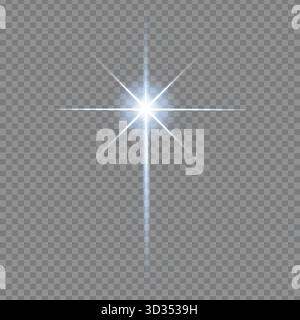 Heller weißer Sternlichteffekt mit transparentem Hintergrund Stock Vektor