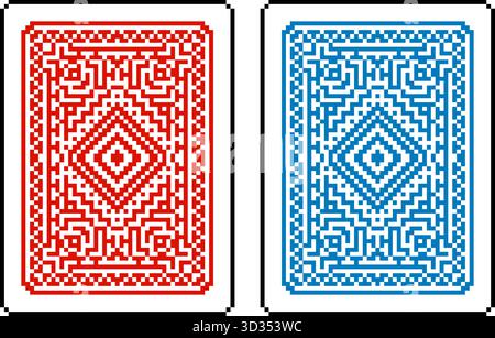Pixelart-Stil Spielkarten Zurück Umgekehrtes Design Stock Vektor
