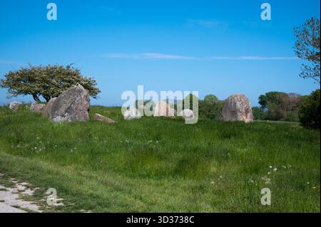 Rund 5000 Jahre alte Großsteingräber große Dolmen in der Nähe von Nobbin im Norden der Insel Rügen in der Ostsee, im Nordosten Deutschlands. Stockfoto