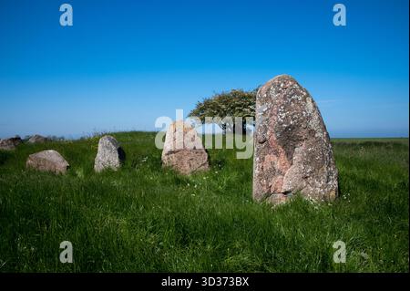Rund 5000 Jahre alte Großsteingräber große Dolmen in der Nähe von Nobbin im Norden der Insel Rügen in der Ostsee, im Nordosten Deutschlands. Stockfoto