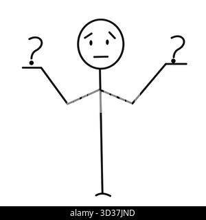 Strichfigur Vergleich der Dinge Entscheidung Wahl der Option zweifelhaft Stock Vektor