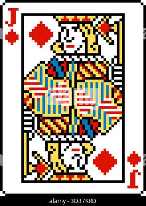 Pixel Art Jack of Diamonds Spielkartendesign Stock Vektor
