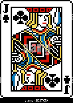 Pixel Art Art Jack of Clubs Spielkartendesign Stock Vektor