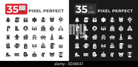 Weihnachtstraditionen Symbole für die benutzeroberfläche von Glyphen Stock Vektor