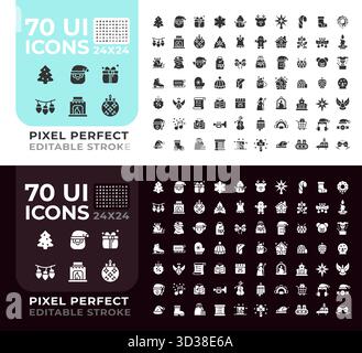 Symbole für die benutzeroberfläche der Weihnachtszeit für Hell- und Dunkelmodus Stock Vektor