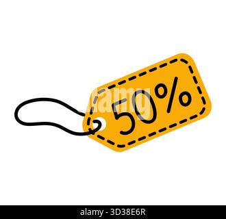 Werbeartikel mit 50 % Rabatt für saisonale Einkaufsereignisse in Einzelhandelsgeschäften. Stock Vektor