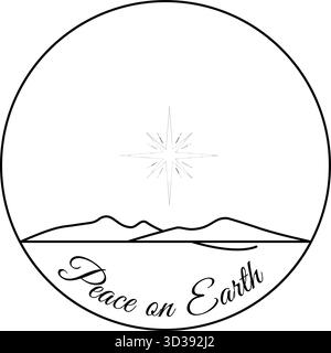 „Peace on Earth Horizon“-Emblem für das T-Shirt „Holiday“-Design Stock Vektor