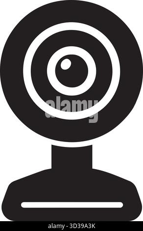 Schwarz-weiß-Symbol einer modernen Sicherheitskamera für Überwachung und Sicherheit Stock Vektor