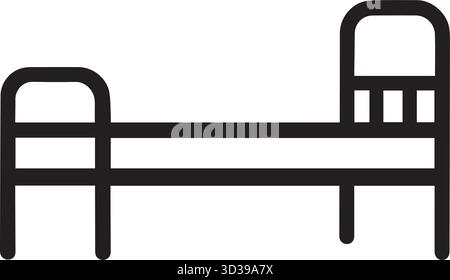 Einfache schwarze Umrisse eines Stockbetts für Möbel und Inneneinrichtung Stock Vektor