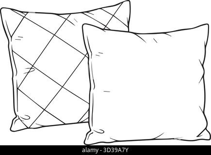 Handgezeichneter Stil mit dekorativen Überwurfkissen für Wohnkultur und Innendesign Stock Vektor