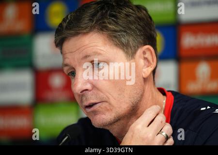 Crystal Palace Manager Oliver Glasner während einer Pressekonferenz im Crystal Palace Training Ground, Beckenham. Bilddatum: Mittwoch, 5. November 2025. Stockfoto