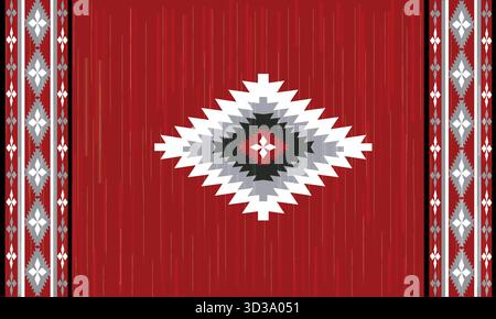 Nahtloses Muster des Navajo-Stammes. Indianische Ornamente. Einrichtung im ethnischen Südweststil. Boho-geometrische Ornamente. Nahtloses Vektormuster. Stockfoto