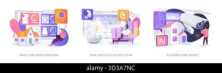 KI-gesteuertes Smart Home bietet abstrakte Konzeptvektorabbildungen. Stock Vektor