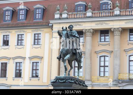 Reiterstatue, Großherzog Carl August von Sachsen-Weimar-Eisenach in antiker Rüstung auf einem Pferd, Weimar, Thüringen, Deutschland Stockfoto