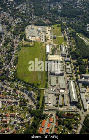 Luftaufnahme des Bergbaugebietes und des Industriegebet Bergmannsglueck in Buer, Gelsenkirchen, Ruhrgebiet, Nordrhein-Westfalen, Deutschland Stockfoto