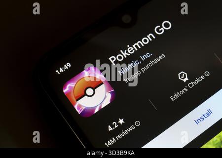 November 2024, Brasilien. In dieser Abbildung wird das Pokemon GO App-Logo auf einem Smartphone-Bildschirm angezeigt Stockfoto