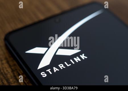 September 2024, Paraguay. In dieser Abbildung wird das Starlink-Logo auf einem Smartphone-Bildschirm angezeigt Stockfoto