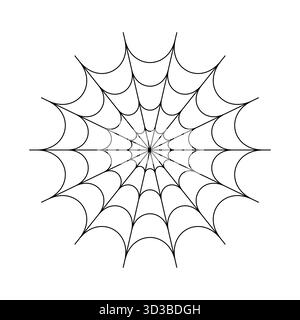 Gruseliges Spinnennetz. Spinnennetz für Halloween-Party. Schwarzes gruseliges Spinnennetz-Silhouettensymbol isoliert auf weißem Hintergrund. Spiderweb im einfachen Hintergrund. Dunkel Stock Vektor