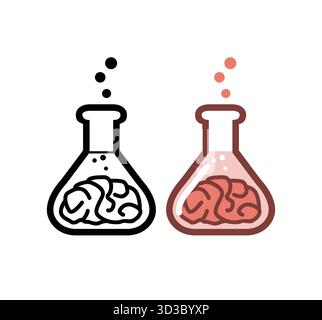 Becher Brain Logo Lab Brainstorming Vector Symbol Stock Vektor