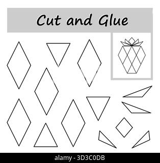 Lernspiele für Kinder. Schneiden, kleben und Farbe. Stock Vektor