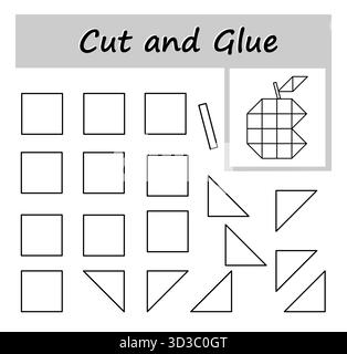 Lernspiele für Kinder. Schneiden, kleben und Farbe. Stock Vektor
