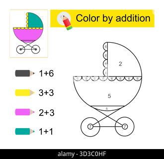 Lernspiele für Kinder. Farbe nach Hinzufügen. Stock Vektor