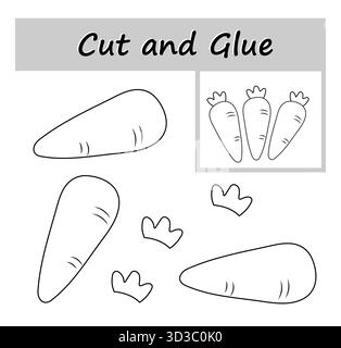 Lernspiele für Kinder. Schneiden, kleben und Farbe. Stock Vektor