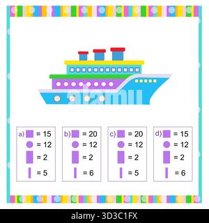 Lernspiele für Kinder. Mathe-Spiel. Stock Vektor