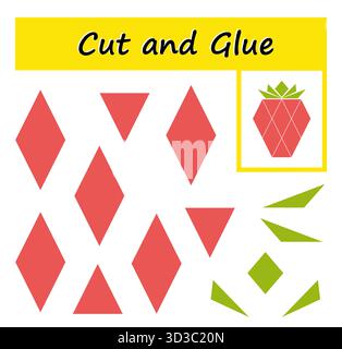 Lernspiele für Kinder. Schneiden und kleben. Stock Vektor