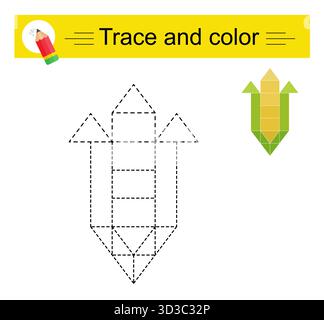 Lernspiele für Kinder. Umfahrung und Farbe Stock Vektor