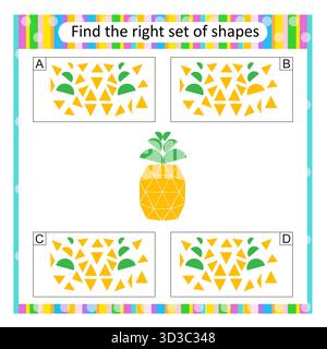 Lernspiele für Kinder. Suchen Sie den richtigen Satz von Formen. Stock Vektor
