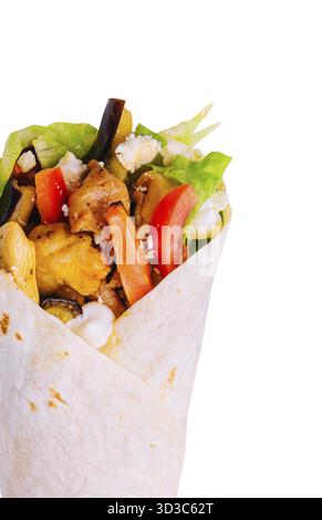 Essen, Shawarma Sandwich isoliert auf weißem Hintergrund Stockfoto