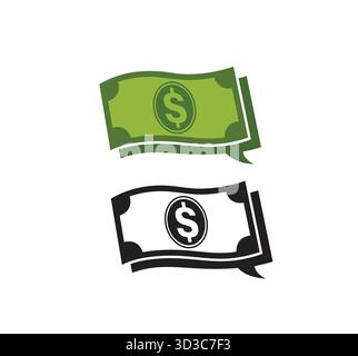 Kreatives Dollarpapier und Chat-Symbol Logo-Vektor-Symbol Stock Vektor