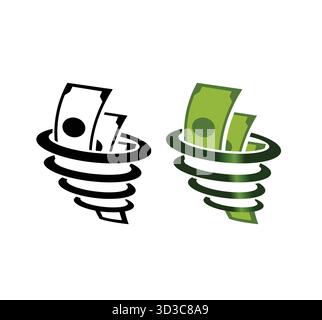 Abstrakte Dollar Währung Sturm Logo Design Tornado Vektor Symbol Illustration Stock Vektor