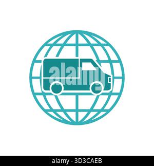 Lieferwagen & Globe Logo Vektor Versandsymbol Symbol Stock Vektor