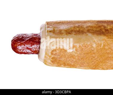 Essen, Hot Dog Grill isoliert auf weißem Hintergrund. Fastfood Stockfoto