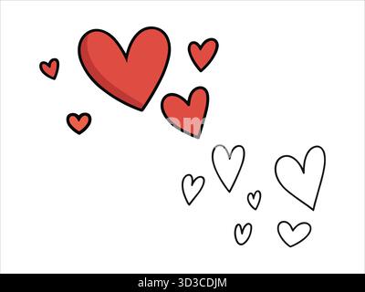 Rote und schwarze Herzen schwebend zeigen Liebe, Sorgfalt und Gesundheitskonzept Stock Vektor