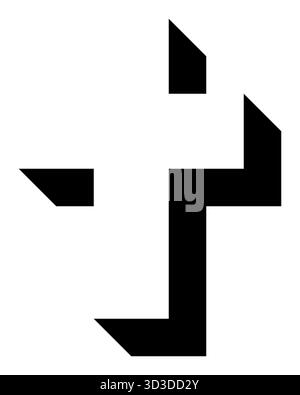Christliches Kreuz-Symbol, schwarz-weiße Vektor-Silhouette Illustration der dicken religiösen lateinischen Kreuzform, isoliert auf weiß Stock Vektor