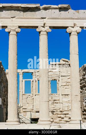 Säulen von Erechtheion Tempel, Akropolis, Athen, Griechenland Stockfoto