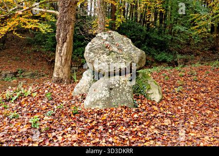 Megalithisches Keilgrab, Dolmen in den Heywood Gardens, Co Laois, Irland Stockfoto