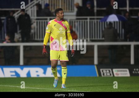 Jamal Blackman aus Morecambe während des Spiels der Enterprise National League zwischen Hartlepool United und Morecambe im Victoria Park, Hartlepool am Dienstag, den 4. November 2025. (Foto: Mark Fletcher | MI News) Credit: MI News & Sport /Alamy Live News Stockfoto